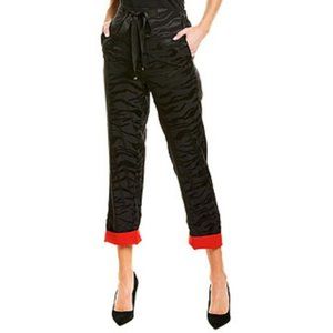 NWT Zadig & Voltaire Pop Jacquard Tigre Silk Pants Black Size Small 36